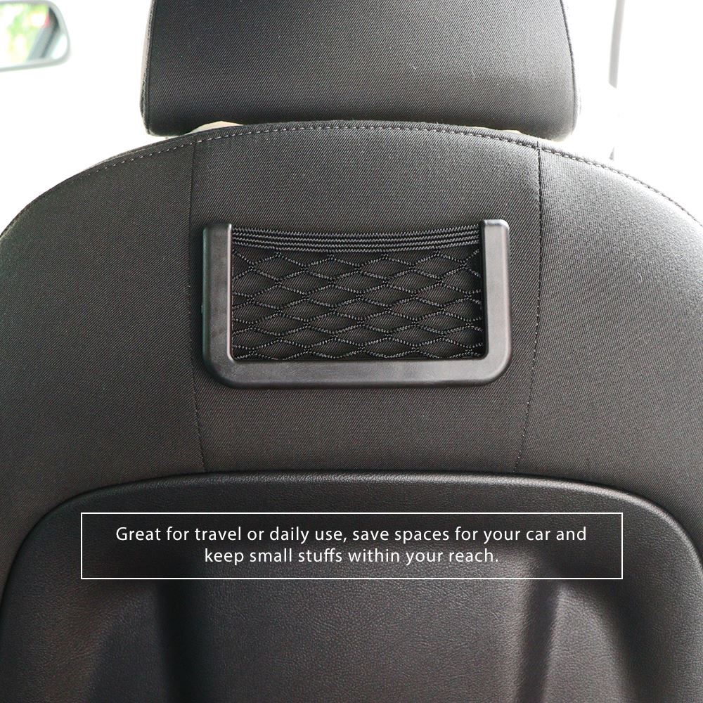Universal 20*8cm net autostole side opbevaringstaske lomme organizer telefon holder selvklæbende boks auto tilbehør pose