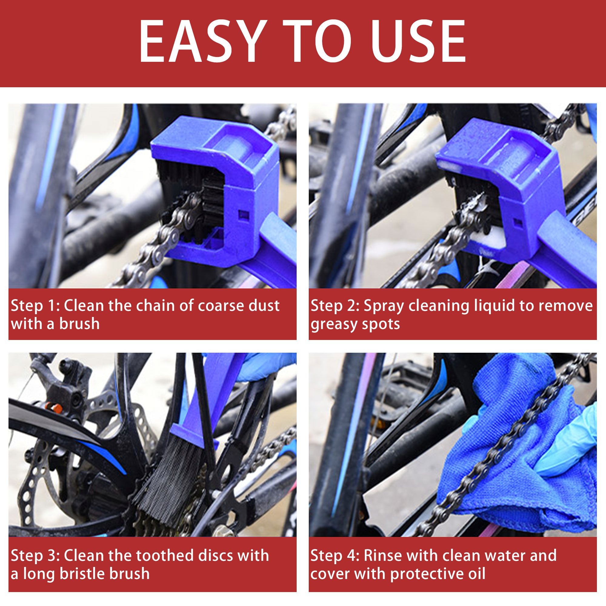 Fahrradkettenreiniger, Fahrrad-Reinigungsset, Kettenreiniger für Radfahren, Geeignet für Mountainbike, Rennrad, BMX für Antriebsstrang