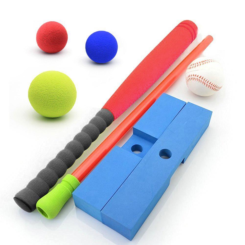 Kinderen Zachte Bat Kids Foam T-Ball Baseball Set Speelgoed 8 Verschillende Gekleurde Ballen Omvatten Organiseren Tas Voor jongens Over 1 Jaar Oud