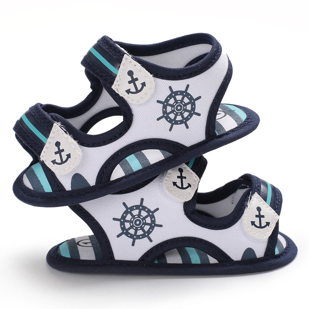Coole zomerse sandalen voor babyjongens, canvas, zachte zool, peuterschoenen 0-18m: Wit / 11