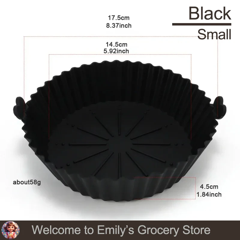 1 Stuks Lucht Friteuse Bakplaat Siliconen Herbruikbare Bakmand Grill Pan Food-grade Non-stick Cakevorm keuken Oven Pot Accessoires: Black