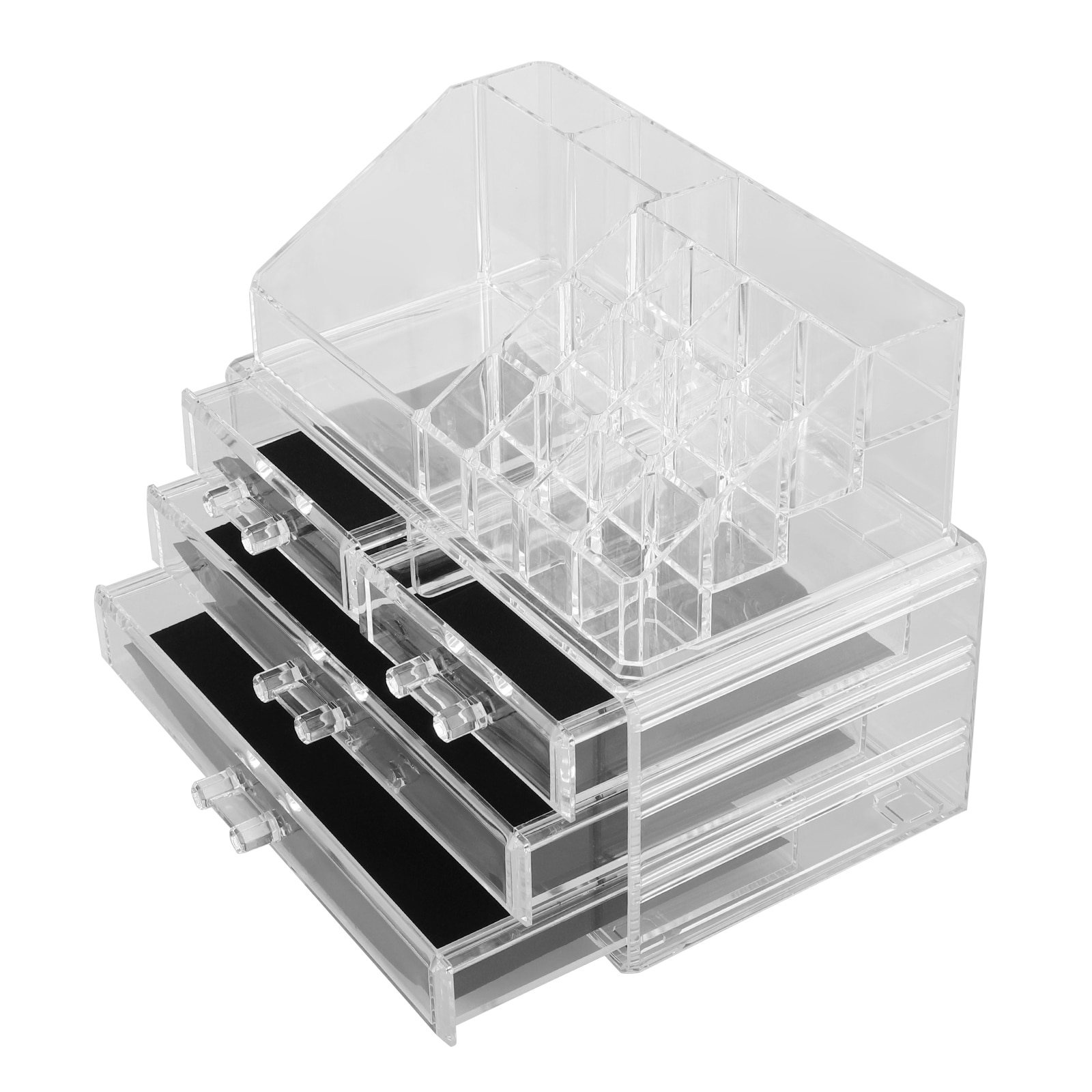 Organizador de maquillaje transparente, compacto, estantería, colorete, resaltador, sombra de ojos, soporte de exhibición, cajón de caja de almacenamiento de cosméticos