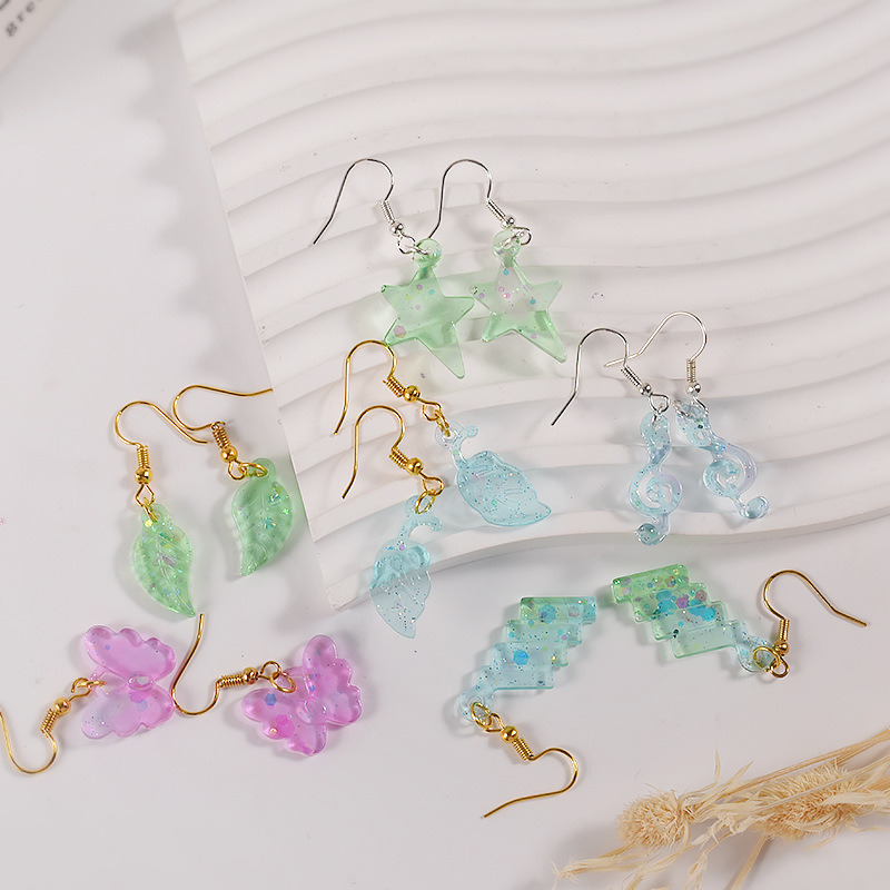 Pendientes colgantes resina epoxi molde de silicona estrella Luna forma de corazón molde DIY llavero pendiente colgante fabricación de joyería molde de fundición