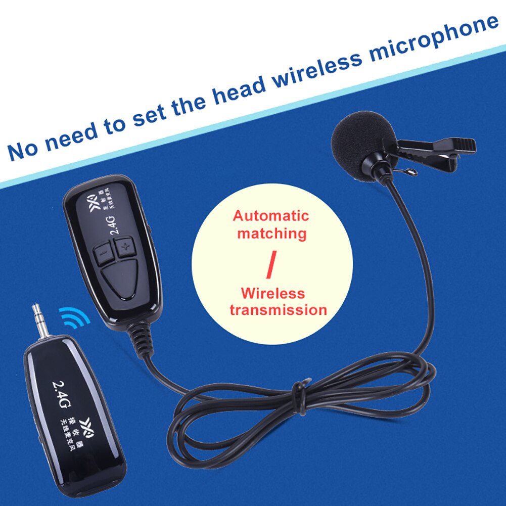 Portable Clip-on 2.4G Wireless Microphone Automatch Condenser Headset with Metal Collar Clip Mic Easy to Use