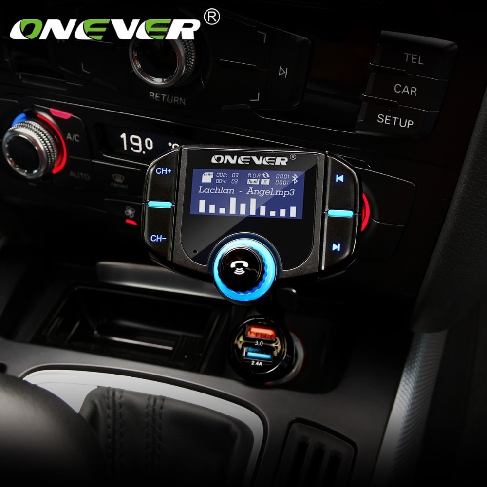 Onever Fm-zender Bluetooth Carkit Handsfree 2 Port USB Charger Rapid 1.65 ''Ondersteunt Siri LCD Display MP3 speler