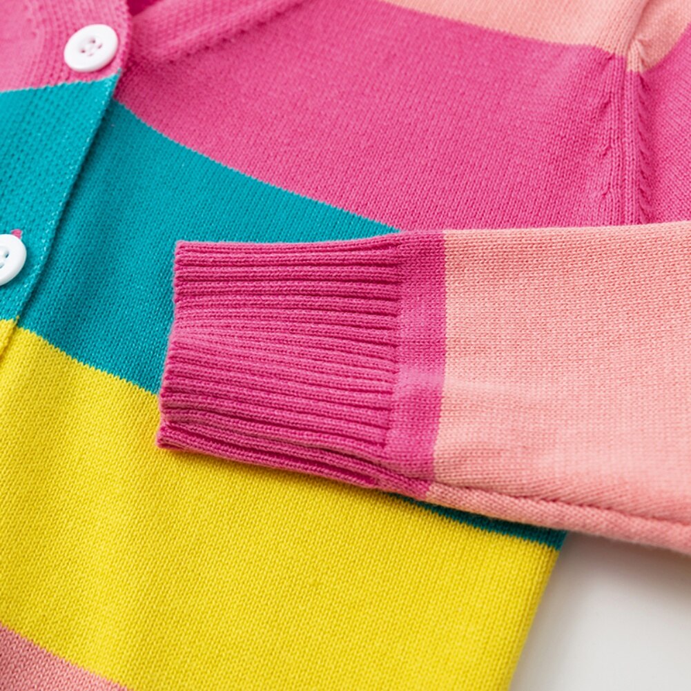 Cardigan per bambina autunno primavera cardigan con stampa a righe Color arcobaleno cappotto maglione capispalla abbigliamento per bambini carino