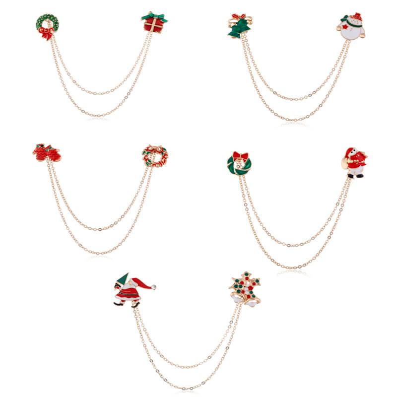 Navidad broches familiares artista luces Pines de esmalte placas de dibujos animados conjunto de joyas Santa Claus Xams Gif