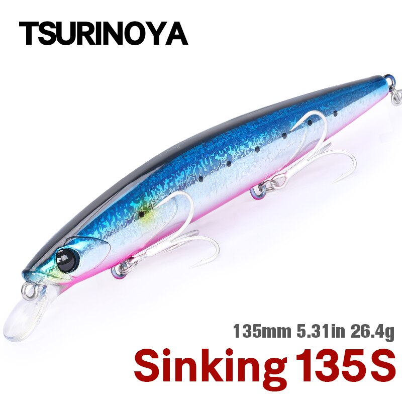 TSURINOYA 135S Fishing Lure tonący Minnow BAYONET 135mm 26.4g słonowodne długie rzucanie profesjonalne przynęty Seabass twarde przynęty