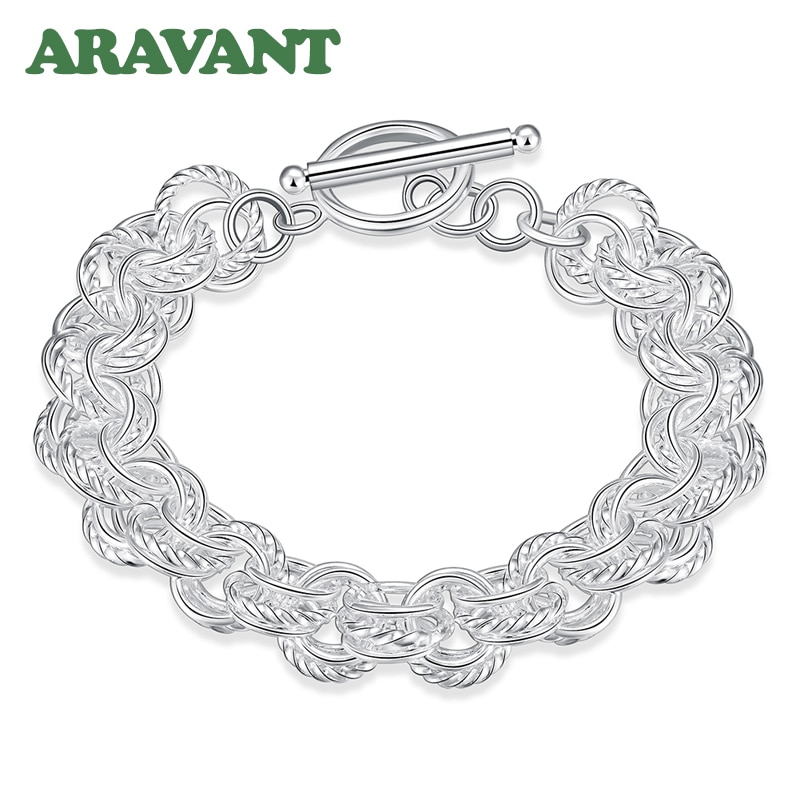 Vrouwen Armband Zilver Eenvoudige Ronde Cirkel Kettingen Armbanden Voor Vrouwen Verjaardagsfeestje Zilver 925 Sieraden