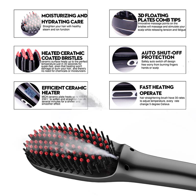 Vapeur cheveux lisseur brosse femmes céramique redressage peigne Steampod lisseur Salon de coiffure vapeur Styler