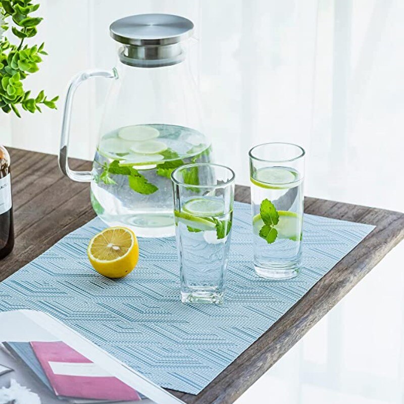 Inyahome Vinyl Placemats Table Mat Non-Slip Heatproof Woven Placemats for Dining Table Jacquard Place Mat PVC Home Decoration