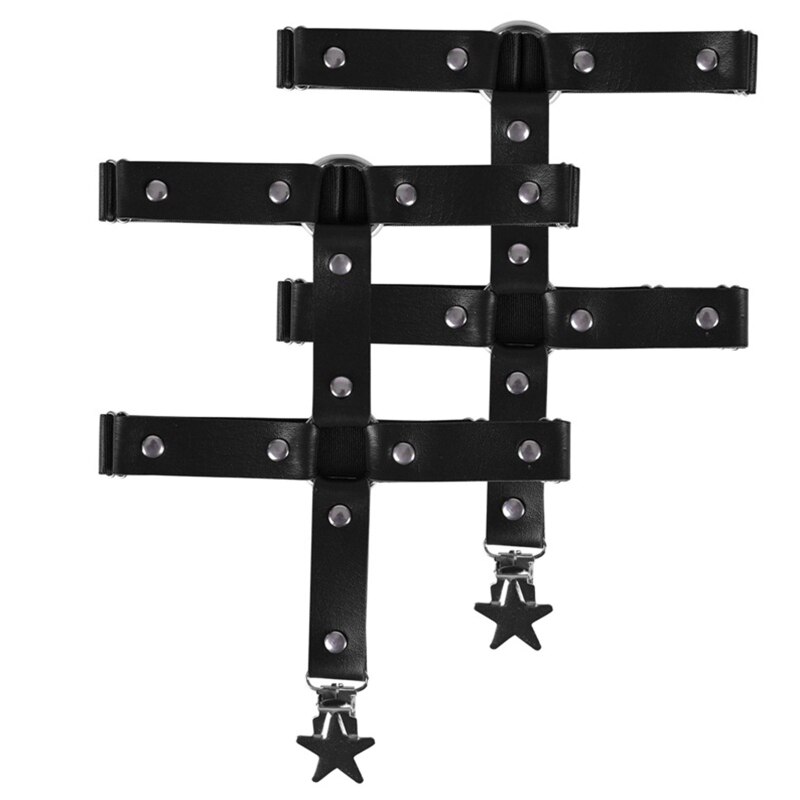 Girl Leg Chain Punk Leg Garter Belt Thigh Chains Black Body Chain Festival Rave Body Chain with Five-pointed Star Decor