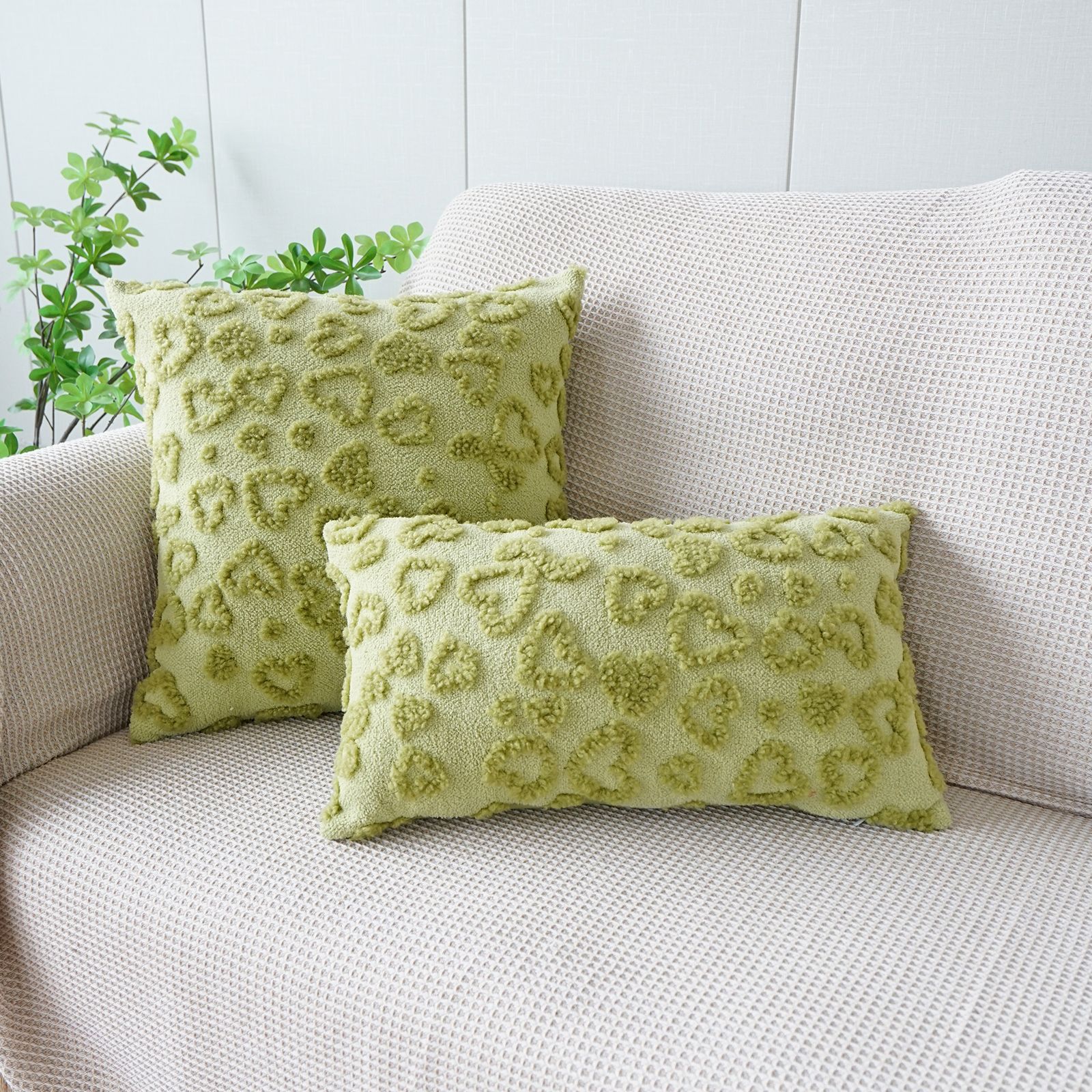 30x50/45X45CM Plush Heart-shaped Throw Pillow Cover Living Room Jacquard Waist Cushion Cover Decor Home Decorative Pillowcase: 470*740mm / Blue