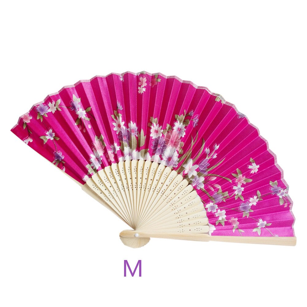 Folding Hand Held Flower Fan Vintage Bamboo Folding Hand Held Flower Fan Chinese Dance Party Pocket Decoration: M