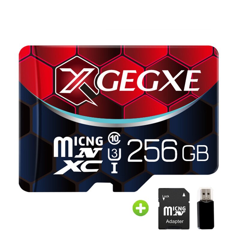 XGEGXE MicroSD 64GB 128GB 256GB Geheugenkaart Micro Sd-kaart 95 MB/s C10 TF Card Flash Drive voor Smartphone: 256GB Bundle