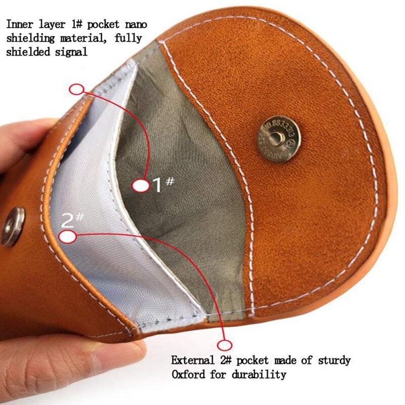 Faraday Bag Keyless Car Key Signal Blocker Pouch Leather Car Key Signal Blocker Case, Signal Blocking Guard Pouch Bag,Antitheft