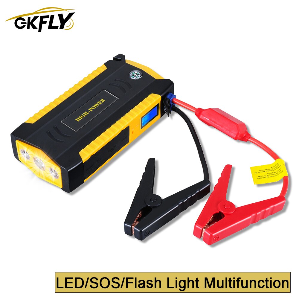 GKFLY High Capacity Car Jump Starter Power Bank 12V Portable Car Starter Starting Device Booster Starter with Cables Buster LED: Yellow