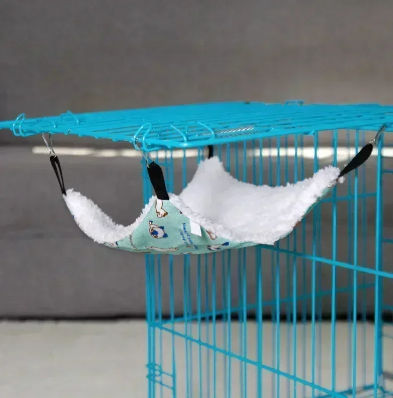 Kjæledyr hengekøye bomull hamster mus hengeseng liten kjæledyr hamster kanin dobbelt lag varm søvn reir hengekøye utstyr: L / Leopard
