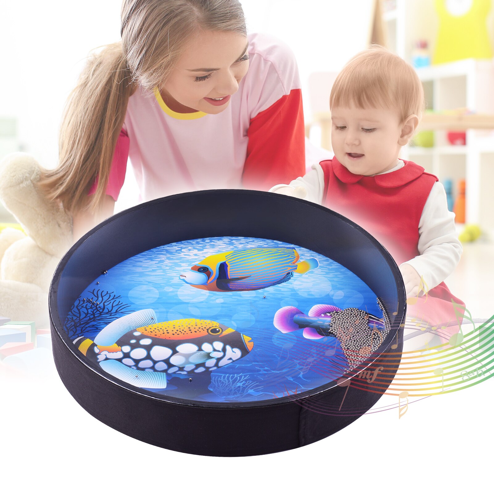 16/12 Inch Ocean Drum Houten Handheld Sea Wave Drum Percussie Instrument Gentle Sea Sound Muzikale Speelgoed Cadeau Voor Kinderen