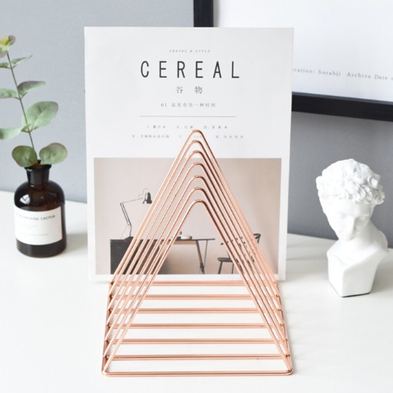 Metal Iron Storage LP Record Rack Triangle Shaped Book Magzine Holder Multifunction Desk Record Home Office Organizer