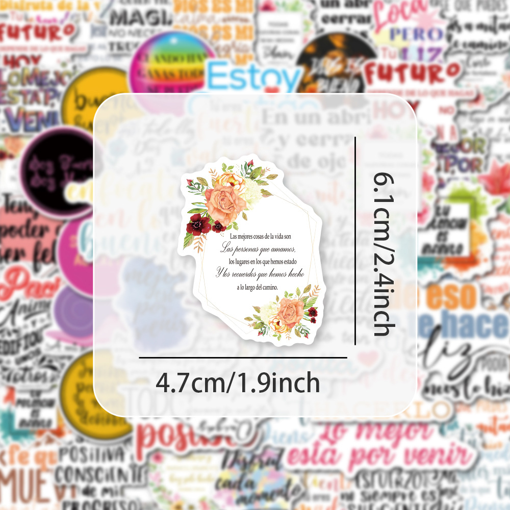 10/30/50 Uds. Frases de texto inspiradoras en español pegatina de dibujos animados DIY teléfono portátil equipaje monopatín pegatinas de grafiti diversión para juguete