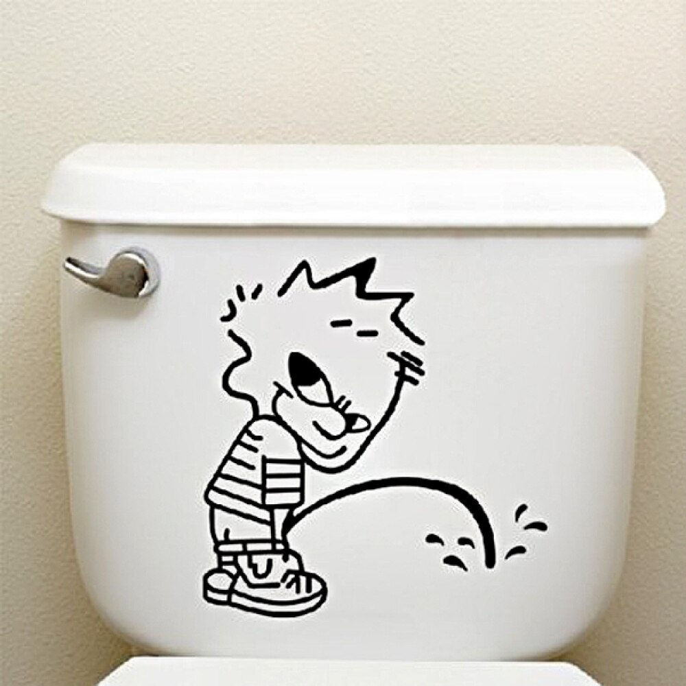 Grappig Naughty Jongen Stijl Waterdicht Diy Toilet Seat Sticker Badkamer Decal Window Muur Auto Sticker-Maat S (Zwart): Default Title