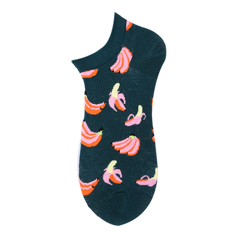 40 Style Colorful Short Socks Men Cotton Novelty Oil Painting Animals Food Avocado Casual Funny Ankle Sox: ORANGE RED