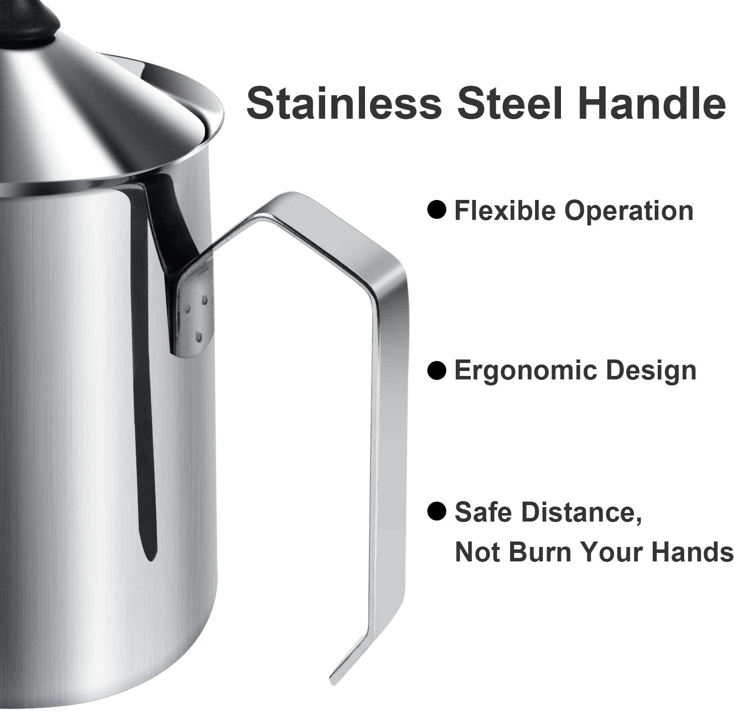 Montalatte manuale in acciaio inossidabile crema pompa a mano montalatte cappuccino Latte caffè schiuma brocca, schermo filtrante a doppio strato