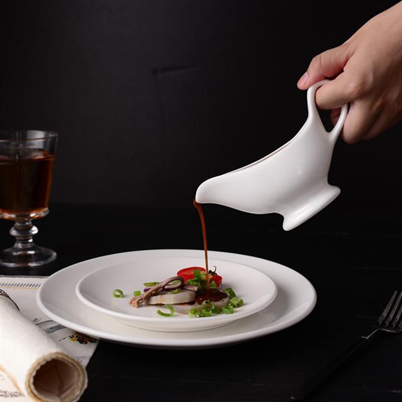 1pc Gravy Boats Gravy Sauce Boats Condiment Boats Saucier Boats With Handle Container Dish Boat-Shaped Sauce Hopper Sauce Hopper