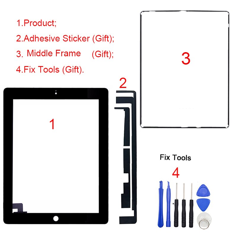 1Pcs Touch Screen Digitizer Voor Ipad 2 2nd Gen A1395 A1396 A1397 9.7 "Lcd Outer Voor Glas Panel + Bezel Vervanging