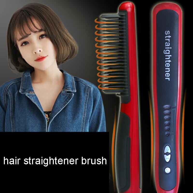 Multifuncional pente de cabelo quente homem barba alisador escova elétrica cerâmica rápido calor curling endireitar pente em linha reta styler