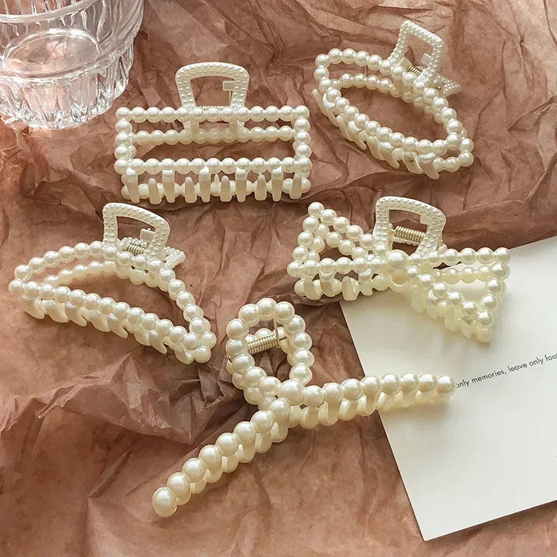 Horquilla con cuentas de perlas para mujer, pasadores geométricos bonitos para el pelo, pinzas para el pelo de cola de caballo, accesorios para el cabello, 2 uds.