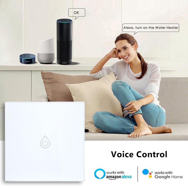 AVATTO Wifi Boiler Switch Smart Water Heater Switch Tuya Smart Life Timer Voice Control EU/US Touch Panel With alexa Google home