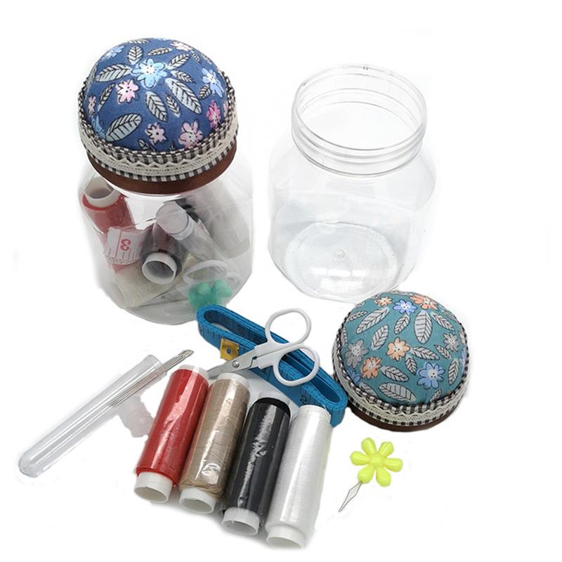 Portable Home Travel Sewing Kits Box Sewing Pattern Fabric Pincushion Needle Threader Threads Sewing Scissors Sewing Tools