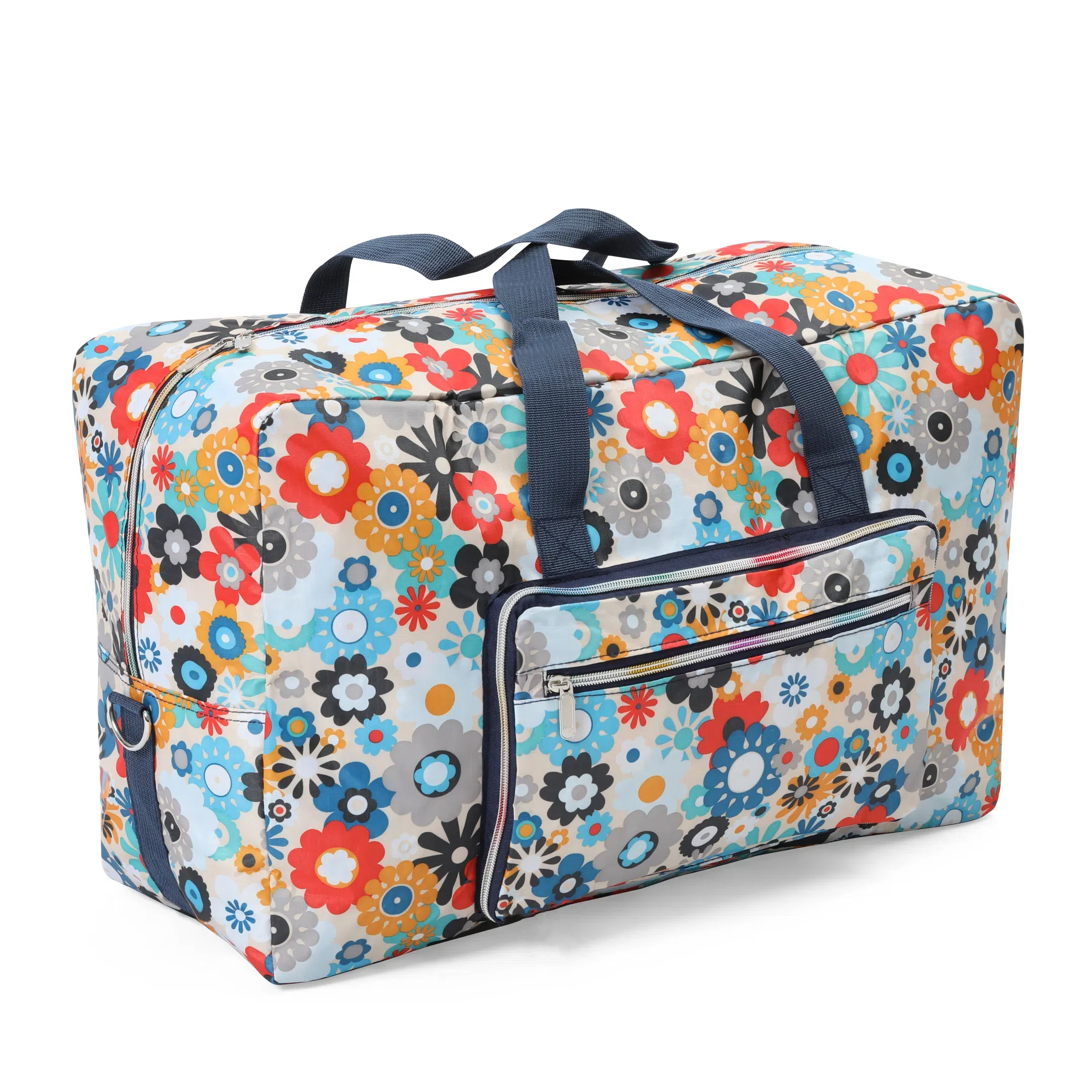 Foldable Travel Bag Women Large Capacity Portable Shoulder Duffle Bag Cartoon Waterproof Luggage Tote Bags with Shoulder Straps: Orange
