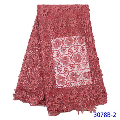 Franse Mesh Kant Stof Afrikaanse Kant Stof Nigeriaanse Veters Stoffen met Pailletten voor Jurken KS3078B: Picture 2