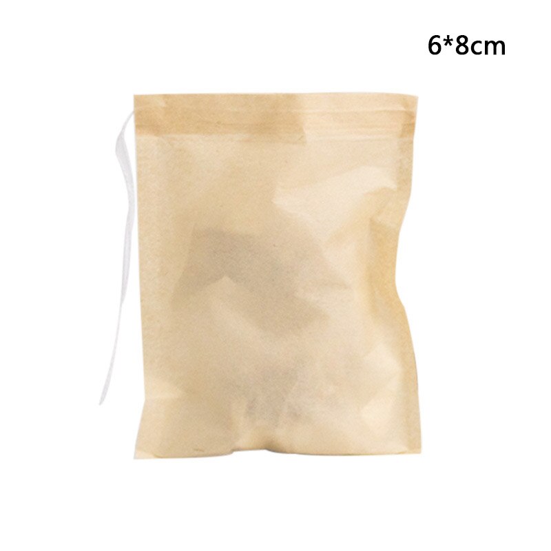 Bolsita con cordón para hierbas medicinales, bolsas de té vacías con filtro ecológico, papel Biodegradable, multiusos, 1 paquete: Nature 6x8cm