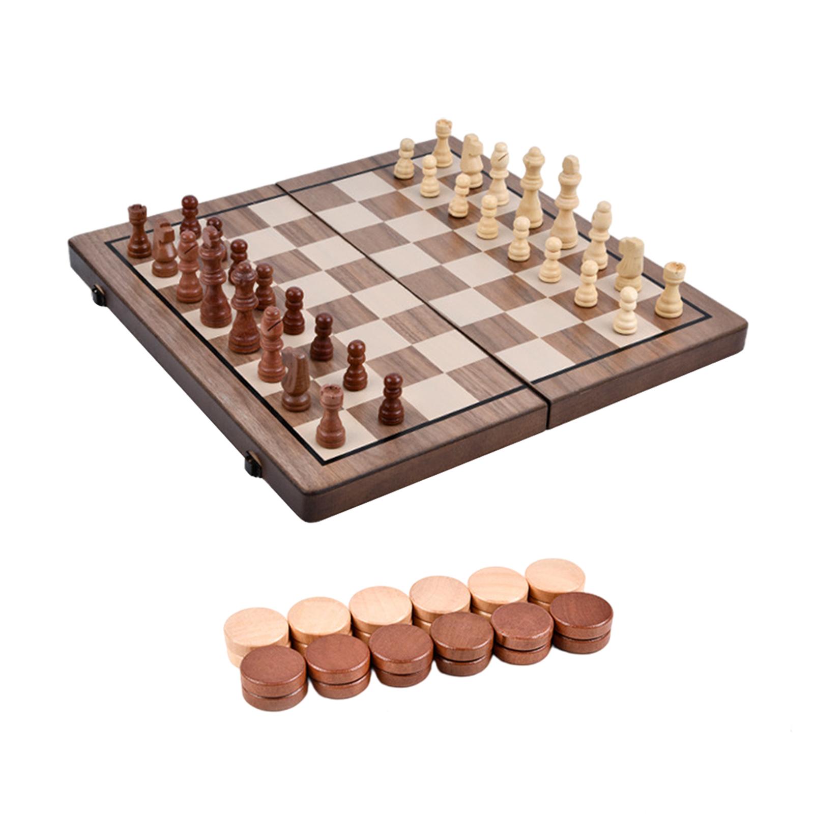 2 In 1 Combine Checkers &amp; Chess Game Board Set Magnetic Folding Wooden Chess Set Handmade Interior For Home Weekend 39x39cm: Colorful Frame