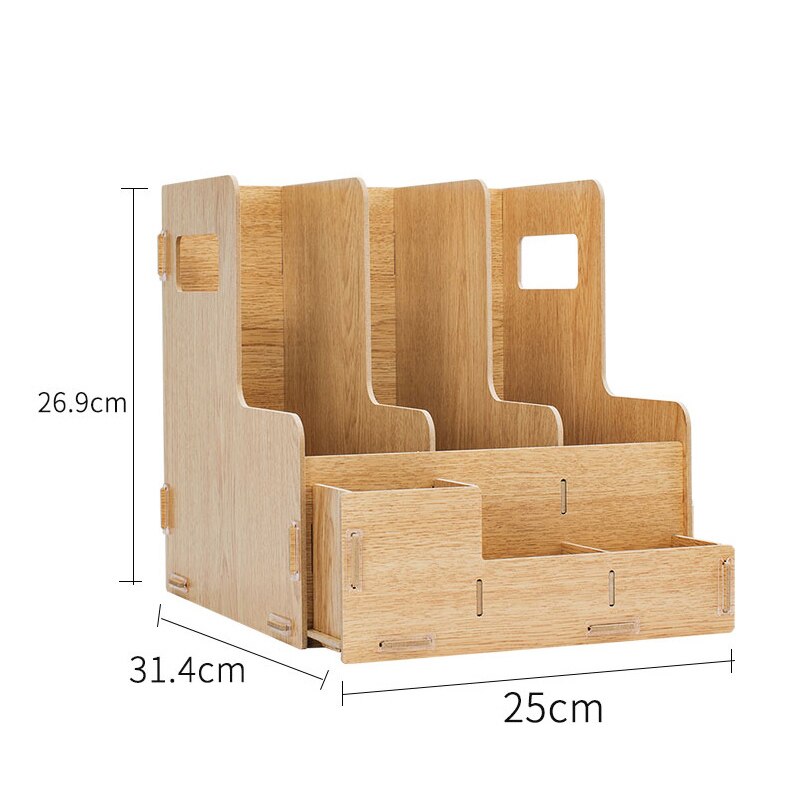 DIY Desktop Wooden Document Tray Storage Box Multifunction Pen Pencil File Holder Office Desk Organizer School Supplies 79250: 79220