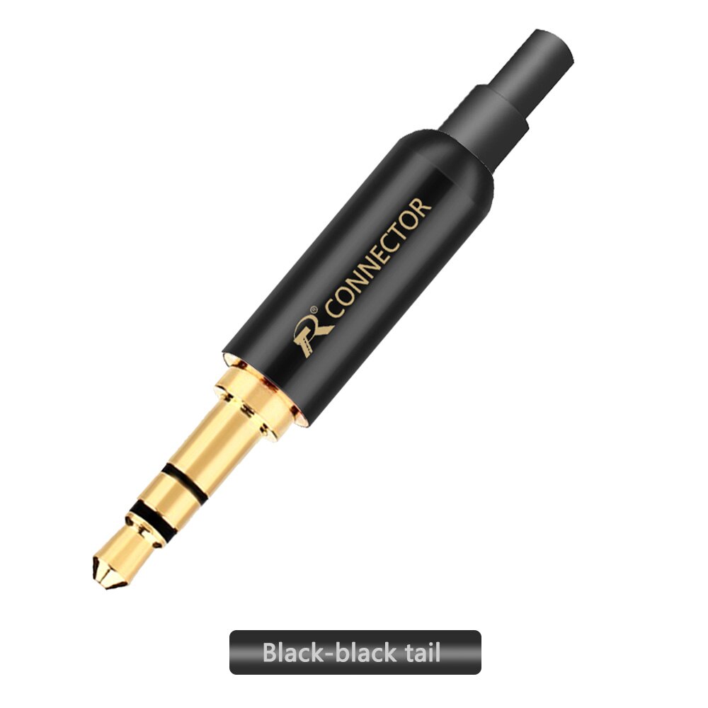 20 pièces 3.5mm Plug Audio Jack 3 pôles plaqué or écouteurs adaptateur pour bricolage casque stéréo écouteur ou utilisé pour réparation écouteur: Black - Black Tail