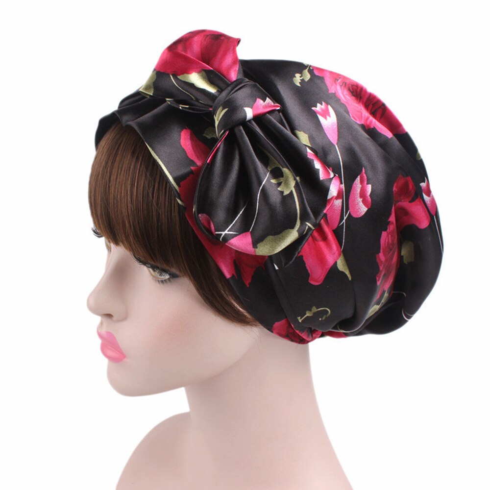 Satin Solid Sleeping Hat Night Sleep Cap Hair Care Adjustable Ladies Long Hair Care Bonnet Headwrap Hat Soft Satin Hat: G216196A