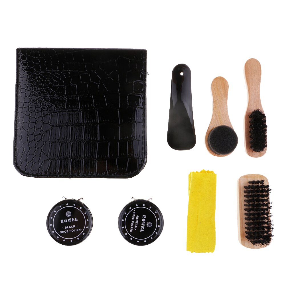 1 Set Shoe Shine Care Kit Shoe Polish Brush Set - black & transparent Polish