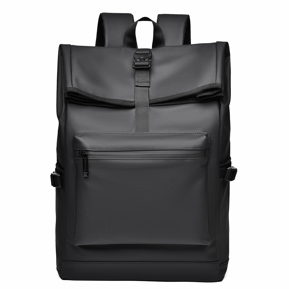 A 15.6-Inch Men's And Women's Large Capacity Simple Wear-Resistant Anti-Scratch Fabric Multi-Functional Casual Backpack: black