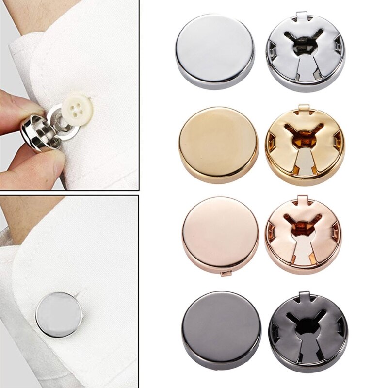 1 Paar Messing Ronde Manchet Knop Cover Manchetknopen Voor Wedding Formele Shirt Mannen Formele Button Covers Imitatie Manchet links