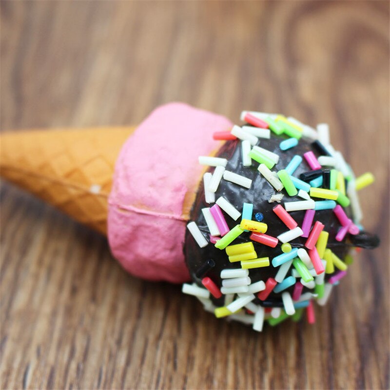 Random 1ps 10cm Soft Squeeze PU Slow Rebound Rising Stress Relief Squishy Toys Double Layers Ice Cream Mobile Phone Straps Decor