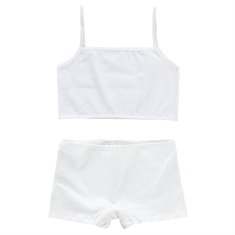 Girls' bra development period suit single layer solid color sling tube top Girl bra training 8-16 years old sports bra set