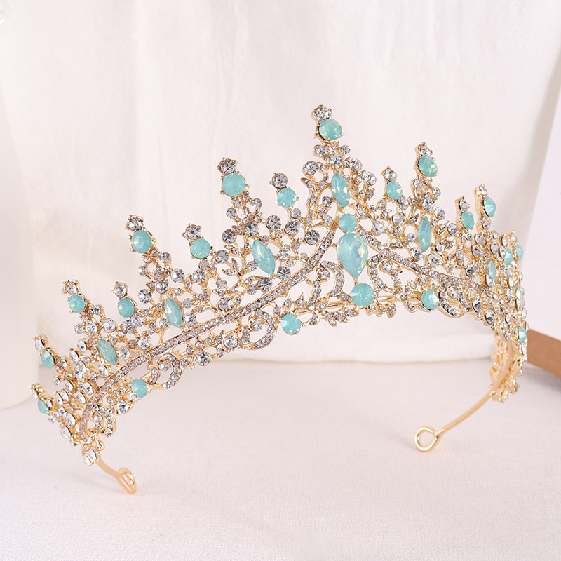 Tiaras nupciales de cristal de ópalo de Reina de princesa barroca, coronas, tocados elegantes de lujo, diadema, vestido de pelo de boda, accesorios de joyería
