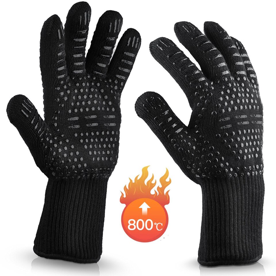 Guante para barbacoa, guantes resistentes al calor de silicona gruesa para cocinar y cocinar barbacoa, Guantes para horno y barbacoa, guantes para lavar platos y cocina: F-1 pair