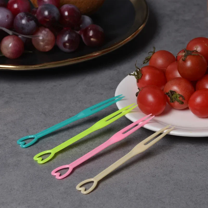 Engangs plast catering gafler frugt pind fingermad pick plast frugt gaffel bryllup fødselsdag kage mad gafler