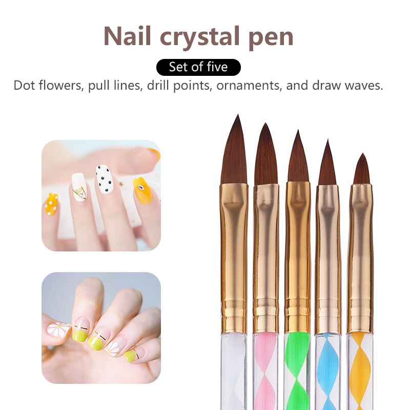 5Pcs Nail Pen Professionele Nail Art Tool Swirl Marbleizing Staal Puntjes Pen Nail Puntjes Pen Manicure Nail Art Tool nail Art